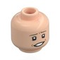 Minifig Head Helmeppo, Dark Tan Eyebrows, Nervous Smile / Scared
