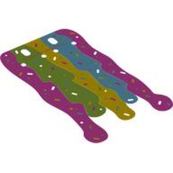 LEGO part 113292 Curtain, Magenta, Lime, Yellow, and Medium Azure Pattern in Transparent/ Trans-Clear