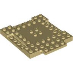 LEGO part 15624 Plate Special 8 x 9 x 2/3 with 1 x 4 Recessed in Brick Yellow/ Tan