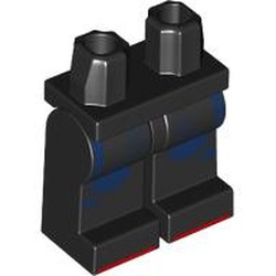 LEGO part 970c03pr0069 Hips and Black Legs with Dark Blue Armor, Dots print in Black