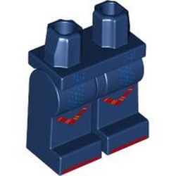 LEGO part 970c05pr0018 Hips and Dark Blue Legs with Dark Red Toes, V-Shaped Knees, Blue Dots print in Earth Blue/ Dark Blue