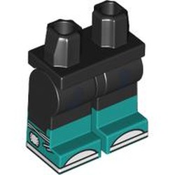 LEGO part 970c03pat46pr0001 Hips with Black Legs and Dark Turquoise Boots Pattern with Sneakers, White Spider print in Black