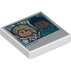LEGO part 3068bpr9288 Tile 2 x 2 with Photo of Gwen Stacy and Miles Morales print in White