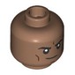 Minifig Head Miles G. Morales (Prowler), Black Eyebrows, Reddish Brown Lines, Stern Smile