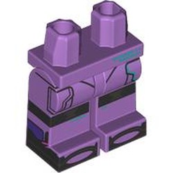 LEGO part 970c33pr0005 Hips and Medium Lavender Legs with Black Pockets, Shoes, Silver/Black Knee Pads print in Medium Lavender