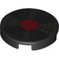 Tile Round 2 x 2 with Silver Vinyl Record, Red Center print