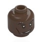 Minifig Head Hobie Brown, Black Eyebrows, Silver Piercings, Lopsided Smile / Raised Eyebrow