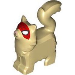 LEGO part 6329pr0002 Animal, Cat with Red Spider-Man Mask print (Spider-Cat) in Brick Yellow/ Tan