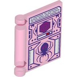 LEGO part 24093pr0033 Book Cover with Computer Screen, Dark Blue Spider, Red Portal print in Transparent Medium Reddish Violet/ Trans-Dark Pink