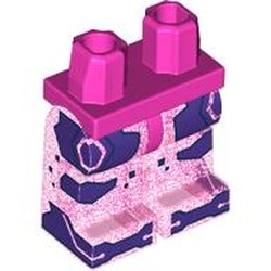 LEGO part 970c81pr0001 Hips and Opal Trans-Dark Pink Legs with Dark Purple Panels, Dark Blue Trim, Circuitry print in Bright Purple/ Dark Pink