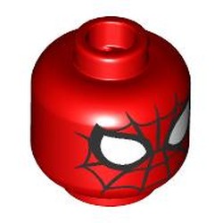 LEGO part 28621pr9595 Minifig Head Patrick O'Hara, Black Spiderwebs, White Eyes in Bright Red/ Red