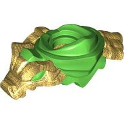 LEGO part 7104pat0001 Minifig Neckwear Shoulder Armour With Pearl Gold Dragon pattern in Bright Green