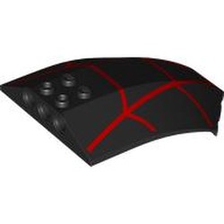 LEGO part 41751pr0012 Windscreen 8 x 6 x 2 Curved with Red Webbing print in Black