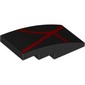 Slope Curved 4 x 2 No Studs with Red Webbing print