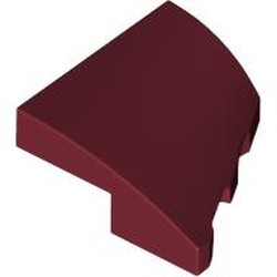 LEGO part 5093 Slope Curved 2 x 2 with Stud Notch Right in Dark Red