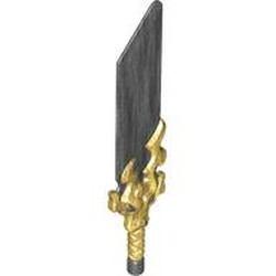 LEGO part 7182pat0002 Weapon Sword, Broad with Pearl Titanium Blade in Warm Gold/ Pearl Gold