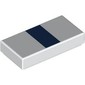 Tile 1 x 2 with Dark Blue Stripe print