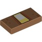 Tile 1 x 2 with Blocky White/Bright Light Orange Eye, Nougat Dots print