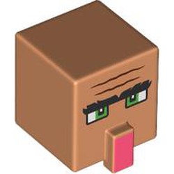 LEGO part 23766pr0006 Minifig Head Special, Cube with Nose with print in Nougat