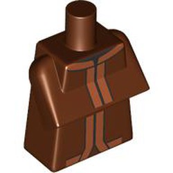 LEGO part 25767pr0008 Torso Special, Long with Folded Arms with Robe, Nougat Trim Print in Reddish Brown