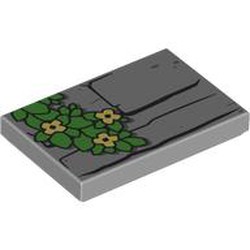 LEGO part 26603pr0151 Tile 2 x 3 with print in Medium Stone Grey/ Light Bluish Gray