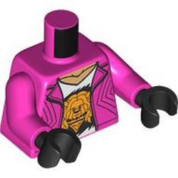 LEGO part 973c36h03pr0001 Torso, Dark Pink Arms, Black Hands with print in Bright Purple/ Dark Pink