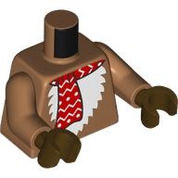 LEGO part 973c23h07pr0002 Torso Fur, White Chest, Red Scarf, Tail print, Medium Nougat Arms, Dark Brown Hands in Medium Nougat