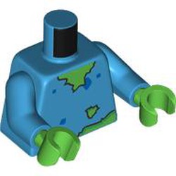 LEGO part 973c04h06pr0001 Torso, Dark Azure Arms, Bright Green Hands with print in Dark Azure