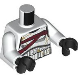 LEGO part 973c27h03pr0019 Torso, White Arms, Black Hands with print in White