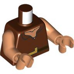 LEGO part 973c13h13pr0001 Torso, Nougat Arms and Hands with print in Reddish Brown