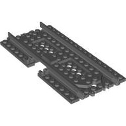 LEGO part 7442 Vehicle Track, Train, Plastic (RC Trains) Straight with Lever in Dark Stone Grey / Dark Bluish Gray