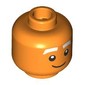 Minifig Head Oompa Loompa, Male, White Eyebrows, Neutral Stare / Frown