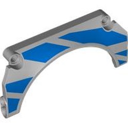 LEGO part 2509pr0002 Technic Panel Car Mudguard Arched 11 x 5 x 2 with Blue Stripes (Right) print in Medium Stone Grey/ Light Bluish Gray