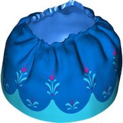 LEGO part 99771pr0007 Duplo Skirt with Blue Layered Top Skirt and Medium Azure and Magenta Flowers Print in Bright Blue/ Blue