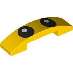 LEGO part 93273pr0026 Slope Curved 4 x 1 Double with No Studs with print in Bright Yellow/ Yellow