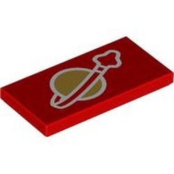 LEGO part 87079pr9866 Tile 2 x 4 with print in Bright Red/ Red