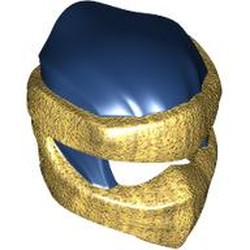 LEGO part 4910pat0005 Wrap with Short Back Knot Smooth, Pearl Gold Mask pattern in Earth Blue/ Dark Blue