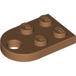 LEGO part 3176 Plate Special 3 x 2 with Rounded End, Hole in Medium Nougat