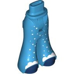 LEGO part 101117c01pr0007 Minidoll Hips and Wide Pants with Dark Blue Toes, White Snow print in Dark Azure