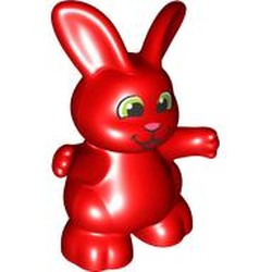 LEGO part 6546727 Duplo Animal Rabbit, Arms Wide, Black Eye, White Pupil Print in Bright Red/ Red