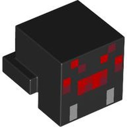 LEGO part 19727pr0014 Minifig Head Special, Cube with Rear Ledge with print in Black