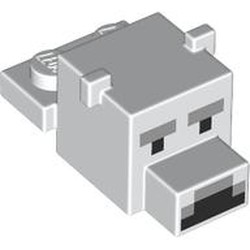LEGO part 35528pr0002 Animal Body Part, Bear Head 1 x 2 with Cube Polar Bear with Pixelated Face, Narrow Eyes Print in White