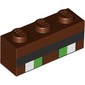 Brick 1 x 3 with Pixelated Bright Green/White Eyes with Black outline, Black Eyebrow print