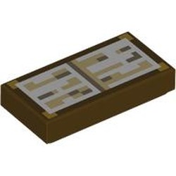 LEGO part 3069bpr9909 Tile 1 x 2 with Pixelated Enchantment Book print in Dark Brown