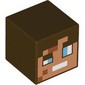 Minifig Head Special, Cube with Pixelated Nougat Dace, Bright Light Blue Eyes, White Mouth print