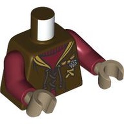 LEGO part 973c10h11pr0001 Torso, Dark Red Arms, Dark Tan Hands with print in Dark Brown