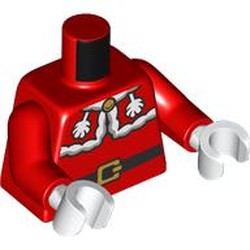 LEGO part 973c22h27pr0004 Torso, White Furls, Collar print, Red Arms, White Hands in Bright Red/ Red