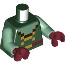 LEGO part 973c25h10pr0001 Torso, Sand Green Arms, Dark Red Hands with print in Earth Green/ Dark Green