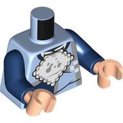 LEGO part 973c05h02pr0006 Torso, Dark Blue Arms, Light Nougat Hands with print in Light Royal Blue/ Bright Light Blue