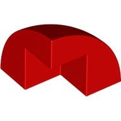 LEGO part 5906 Brick Round Corner, Curved 2 x 2 x 1 2/3 Quarter Dome with 1 Cutout in Bright Red/ Red